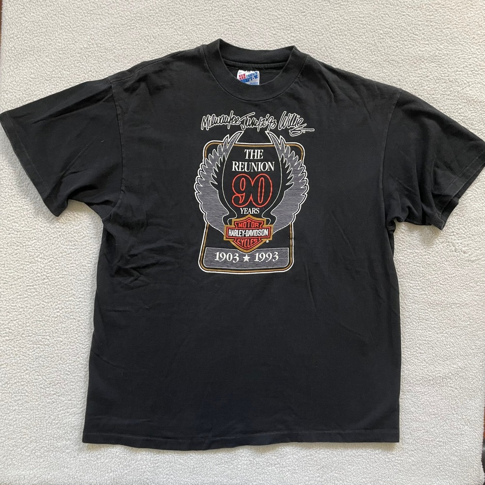 USA made VTG Harley-Davidson Mens XL T-Shirt Black 90th Anniversary Reunion 1993